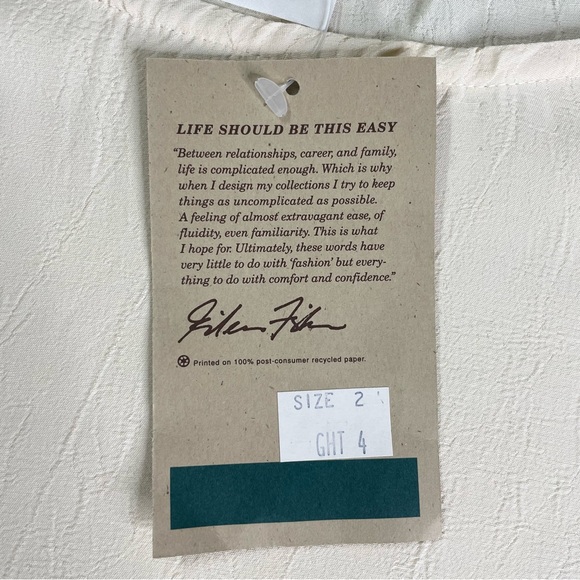 EILEEN FISHER NEW YORK Vintage Laundered Crinkle Rayon Long Sleeve Tunic Top - Picture 6 of 7